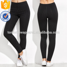 Leggings listrados verticais da cintura alta preta OEM / ODM fabricação atacado moda feminina vestuário (TA7034L)